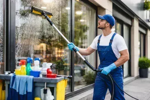 Matériel professionnel pour nettoyage de vitres de bureaux