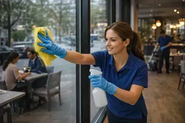 Nettoyage de vitres en restaurant