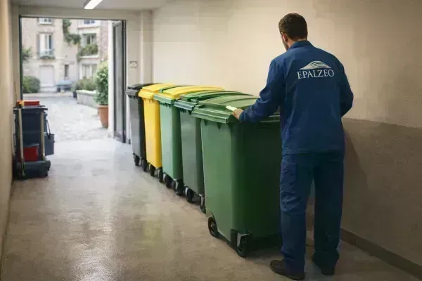 Sortie de bacs poubelles pour collecte
