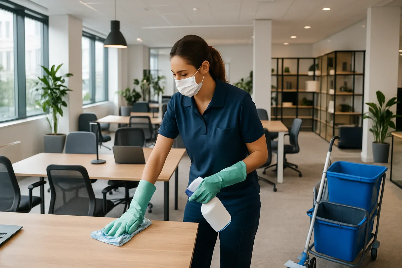 Espace de flex office lumineux à Paris entretenu par une équipe de nettoyage professionnelle