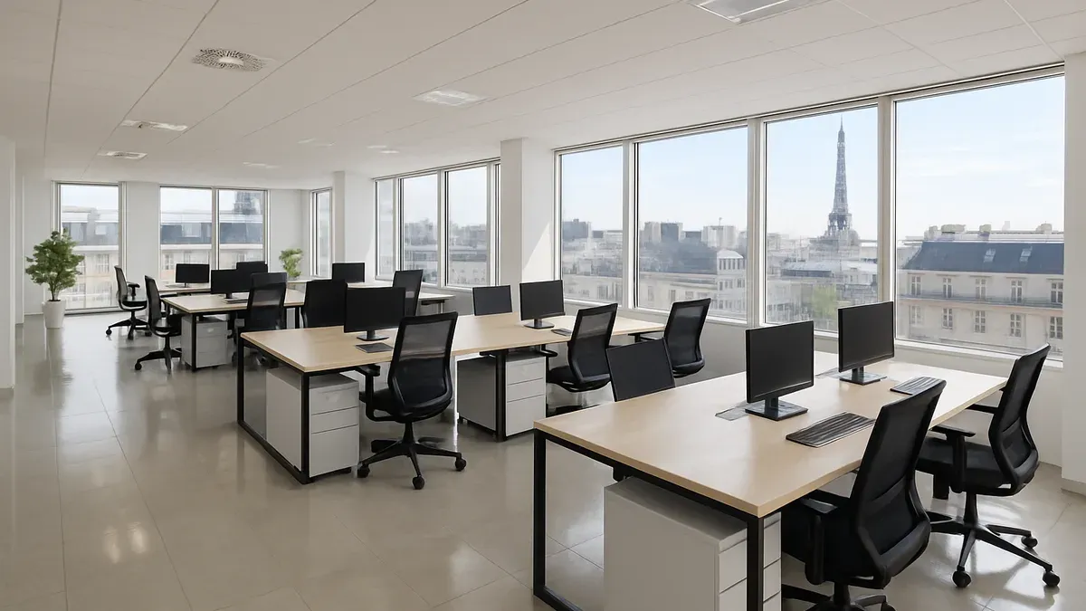 Bureaux professionnels propres et lumineux à Paris après intervention de nettoyage